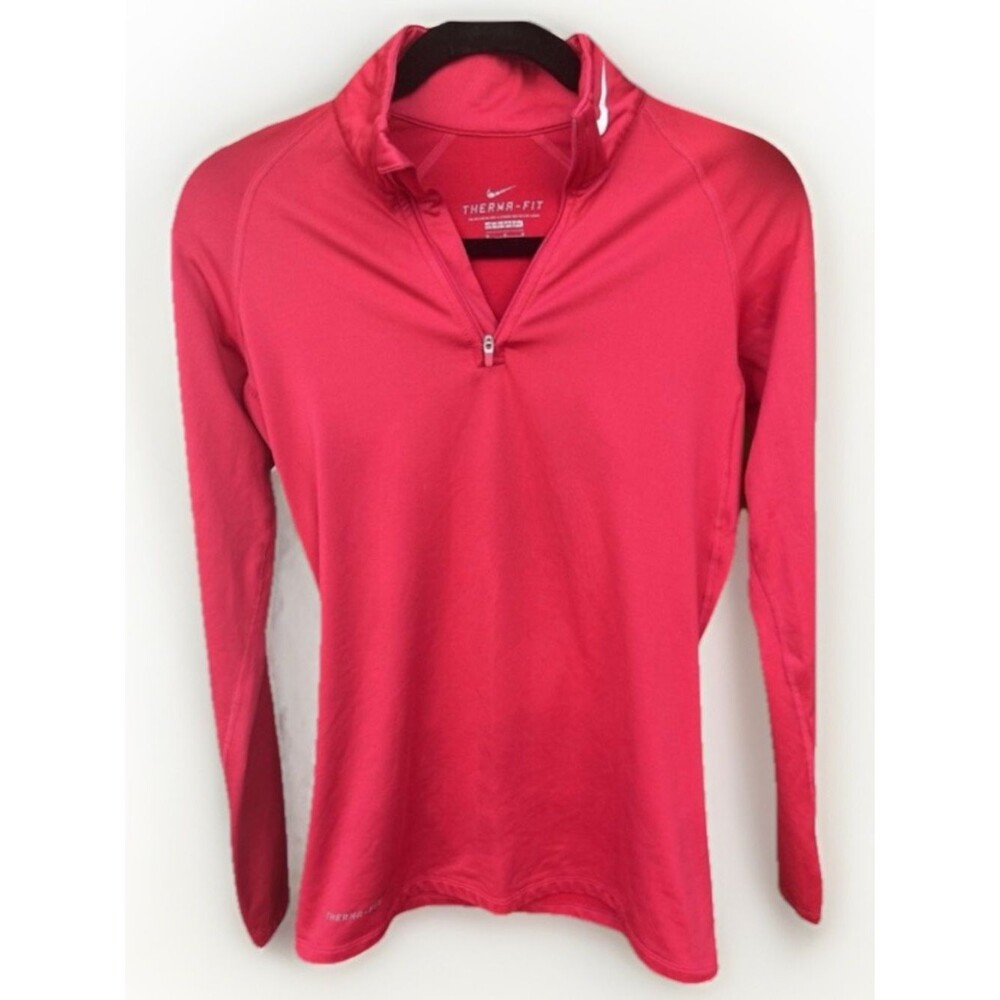 Nike Thermafit Quarter Zip Pullover Top Active Red Size Medium